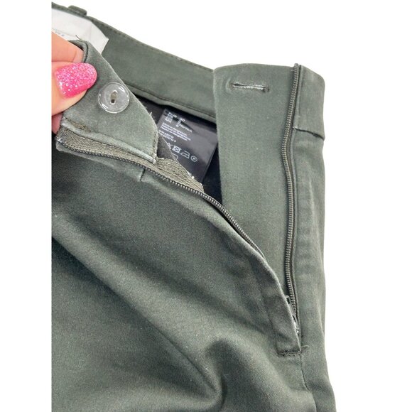 H&M Women’s Pants 8 Green Flat Front Tapered Leg Ankle Length Side Zip Button - Picture 7 of 11